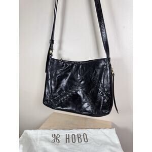 Hobo International Handbag Purse Black Leather Patchwork Crossbody Boho Festival